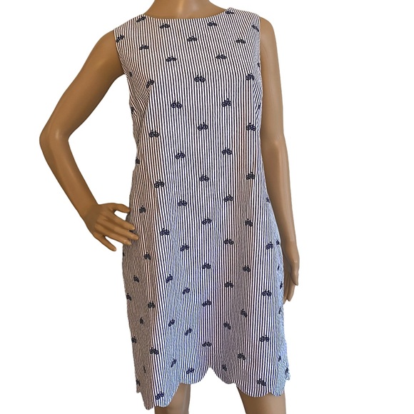 CYNTHIA ROWLEY  | BICYCLE & STRIPES SLEEVELESS SHIFT DRESS  SZ 8 - Picture 1 of 16